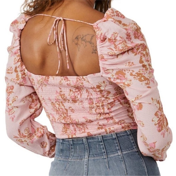 FREE‎ PEOPLE Hilary Floral Crop Top Pink Combo NWOT - Picture 9 of 9